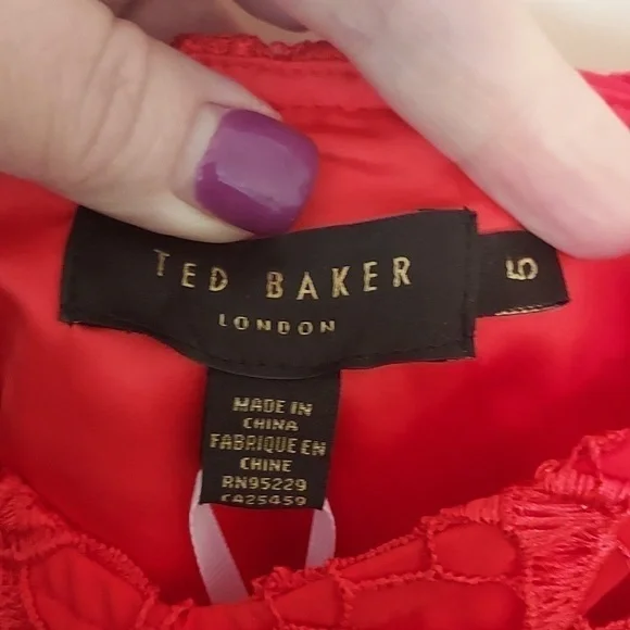 Ted Baker Valens Red Lace Midi Dress - Picture 8 of 12